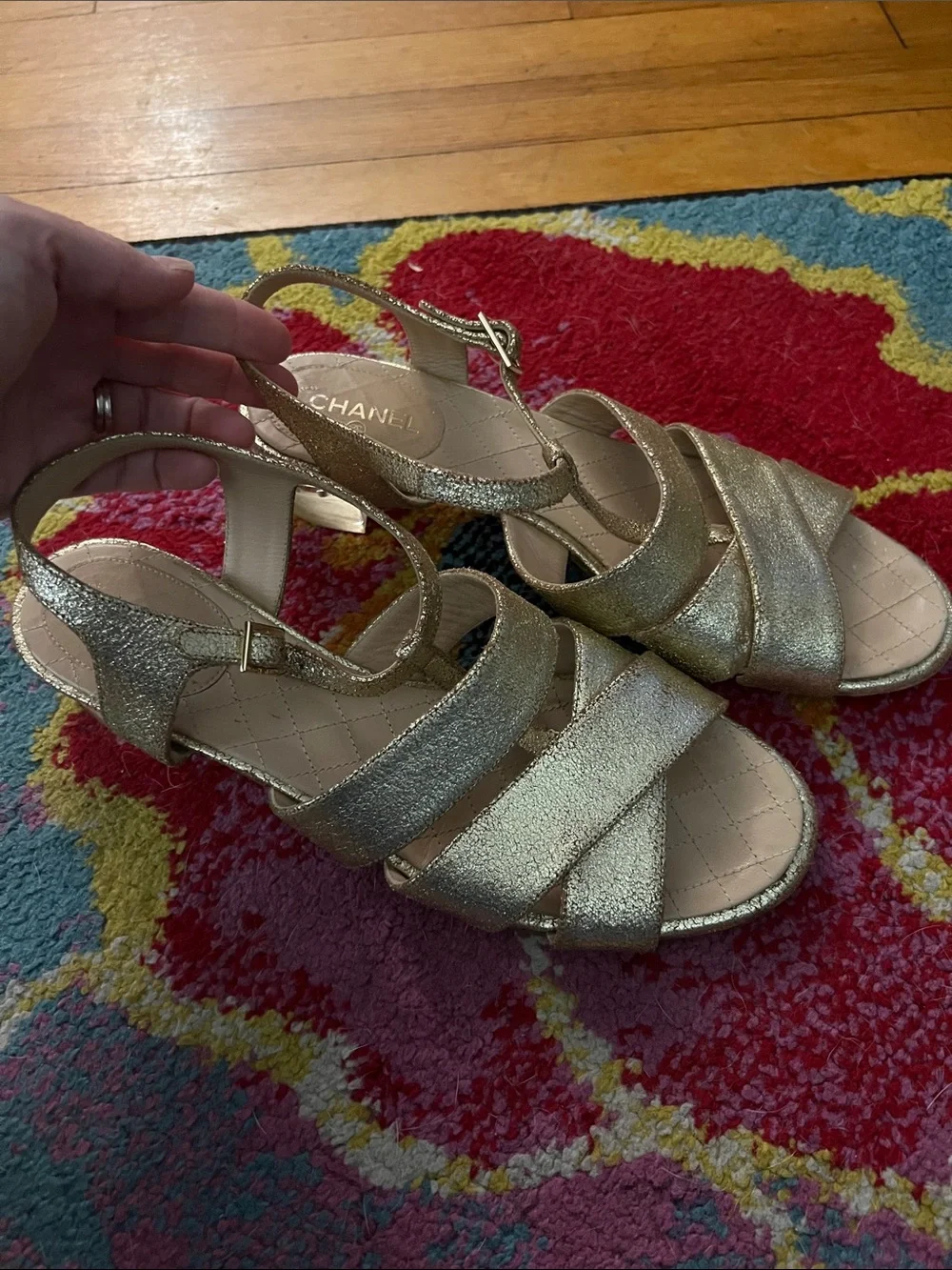 CHANEL Gold Sandal Women’s 39.5